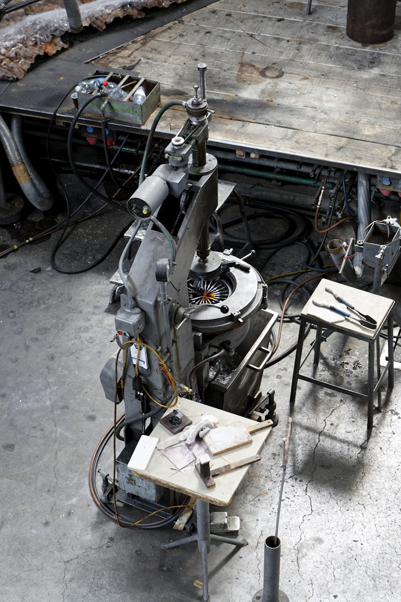 Industrial workshop machinery used for glass work