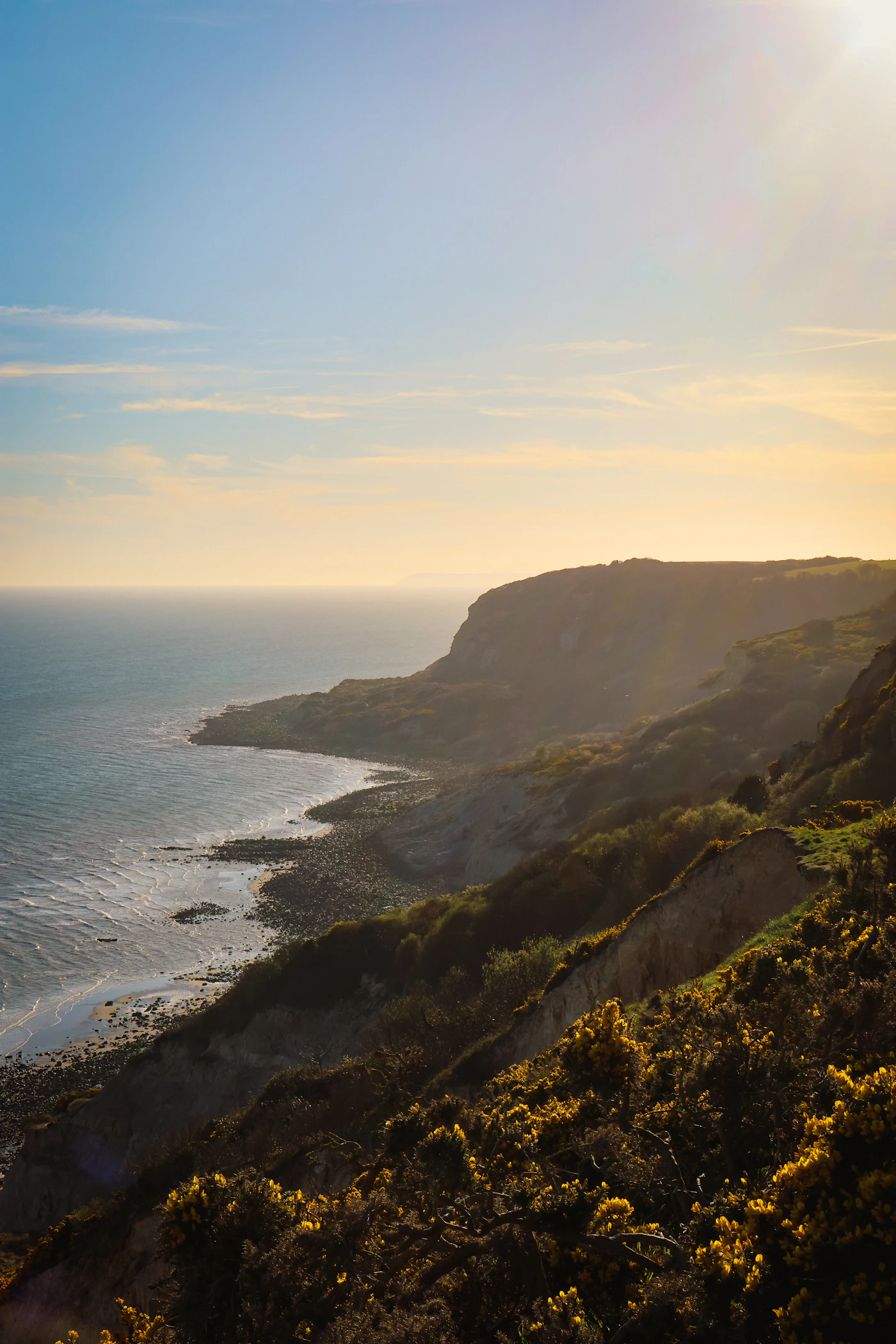 Coastal cliffs meeting the sea