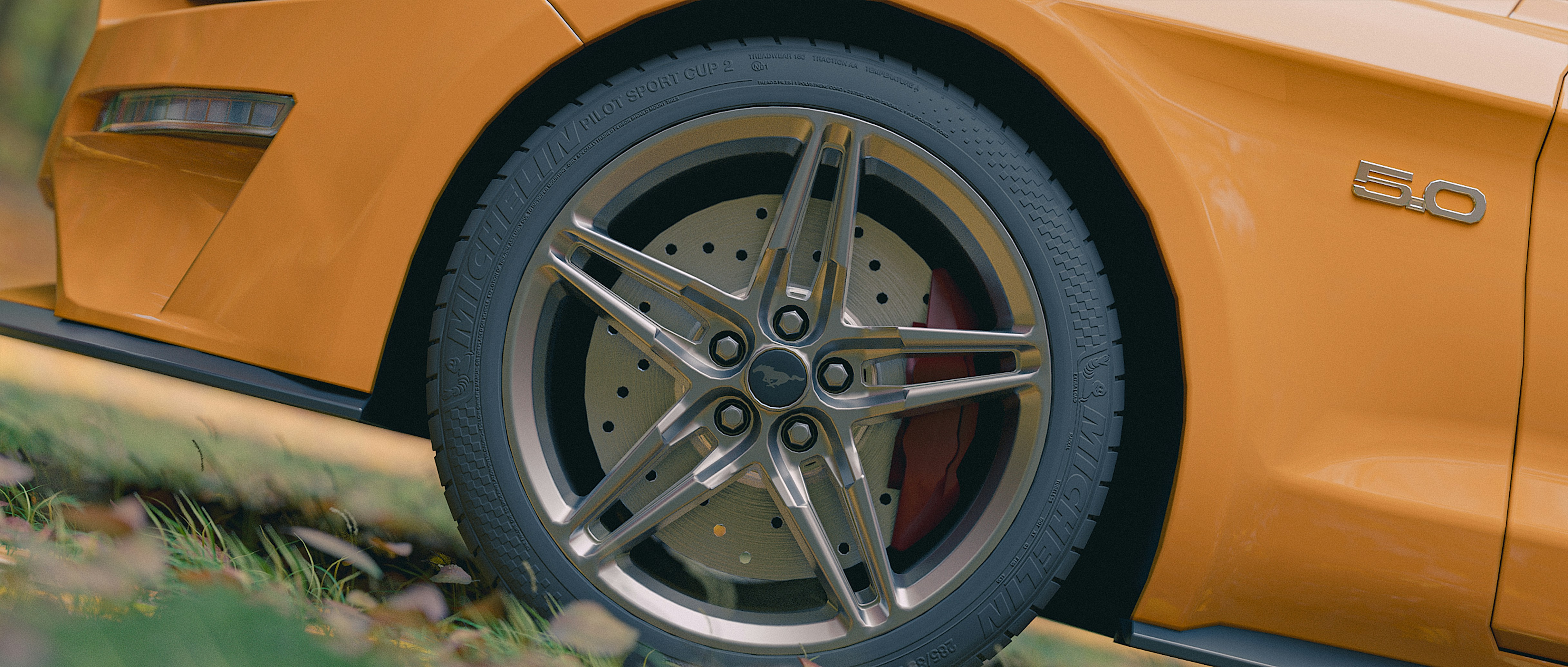 Ford Mustang GT 2020 tire closeup