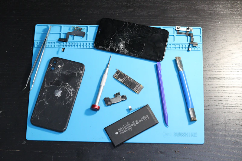 Mobile phone disassembled for repair
