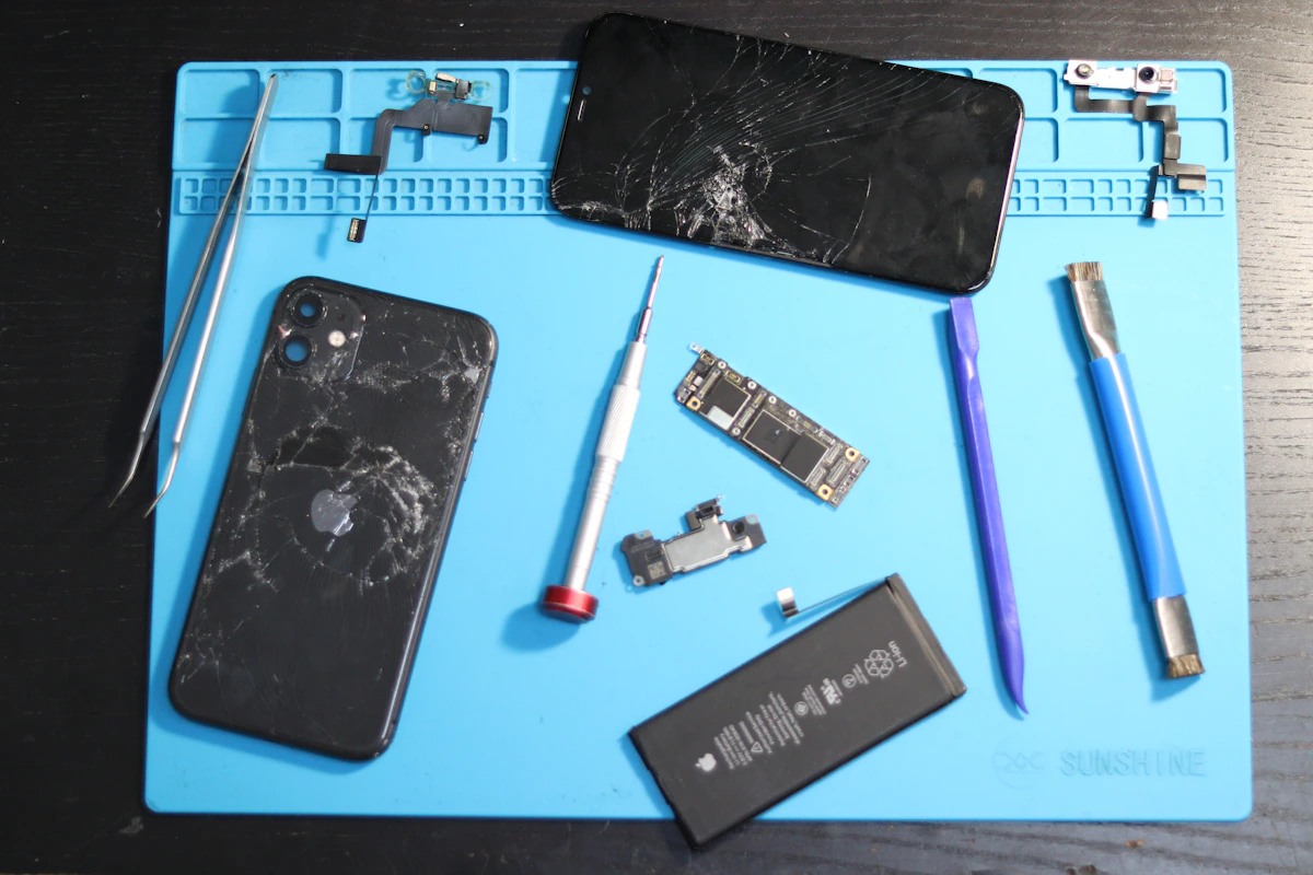 Cracked smartphone ready for professional repair in Valdosta, Georgia
