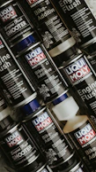 Liqui moly motorbike additives and engine flush bottles.