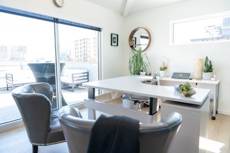 Modern office space with a bright, sunny interior.