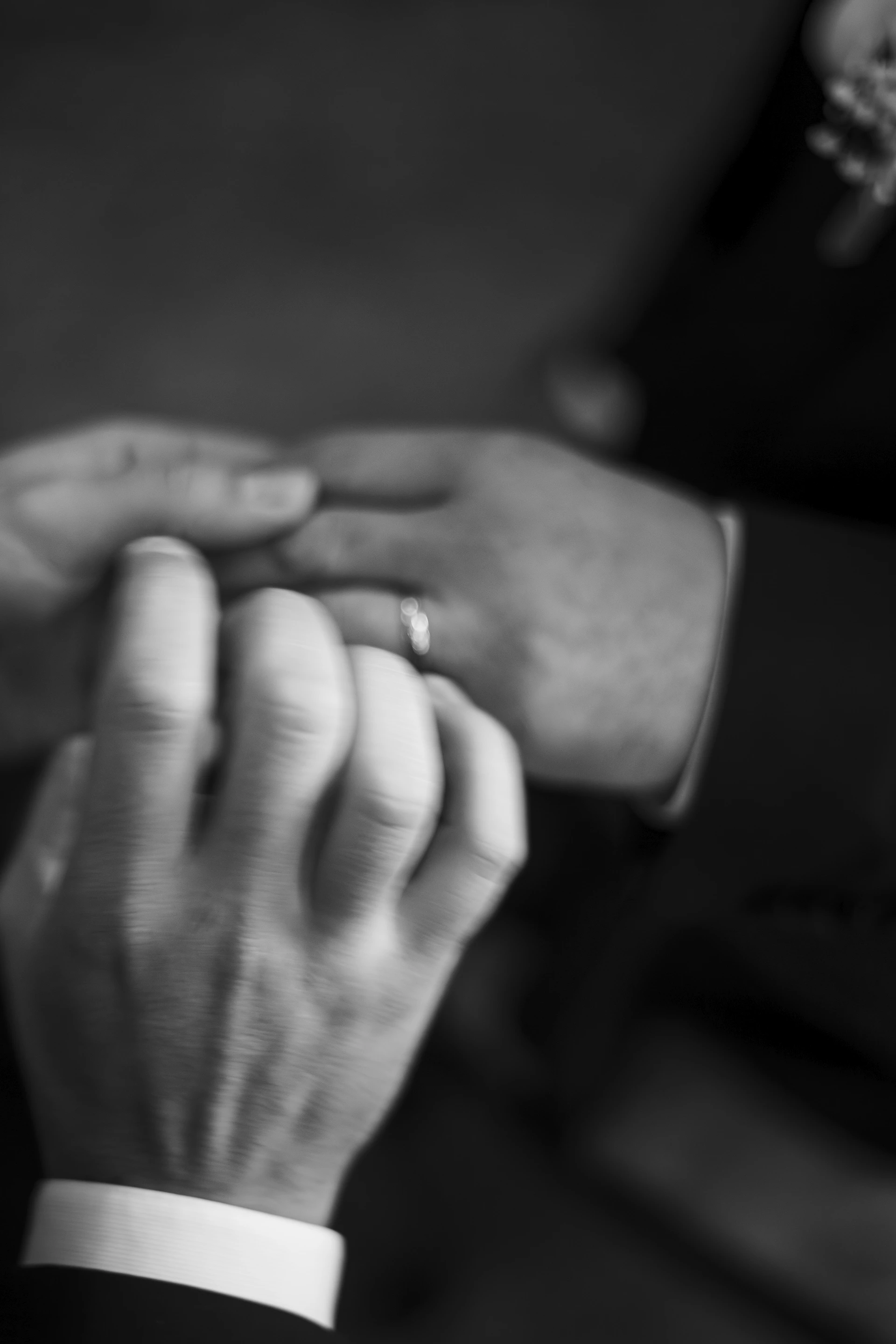 A ring is placed on a finger