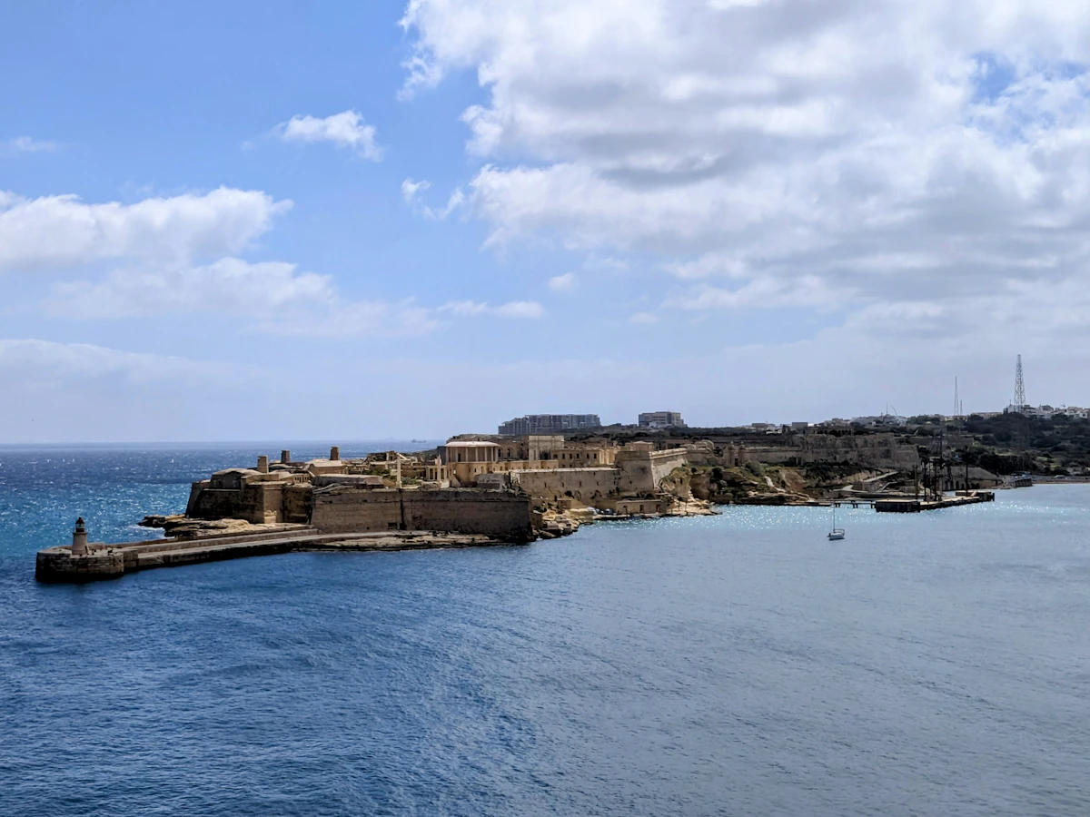 Fortifications overlooking the sea in Valletta, Malta