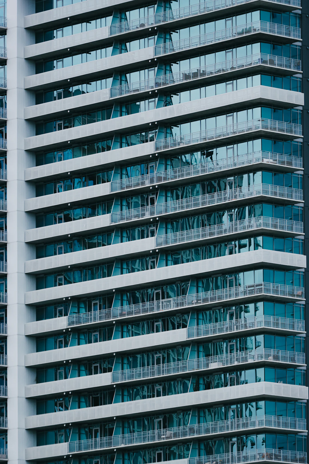 Modern high-rise building with many balconies