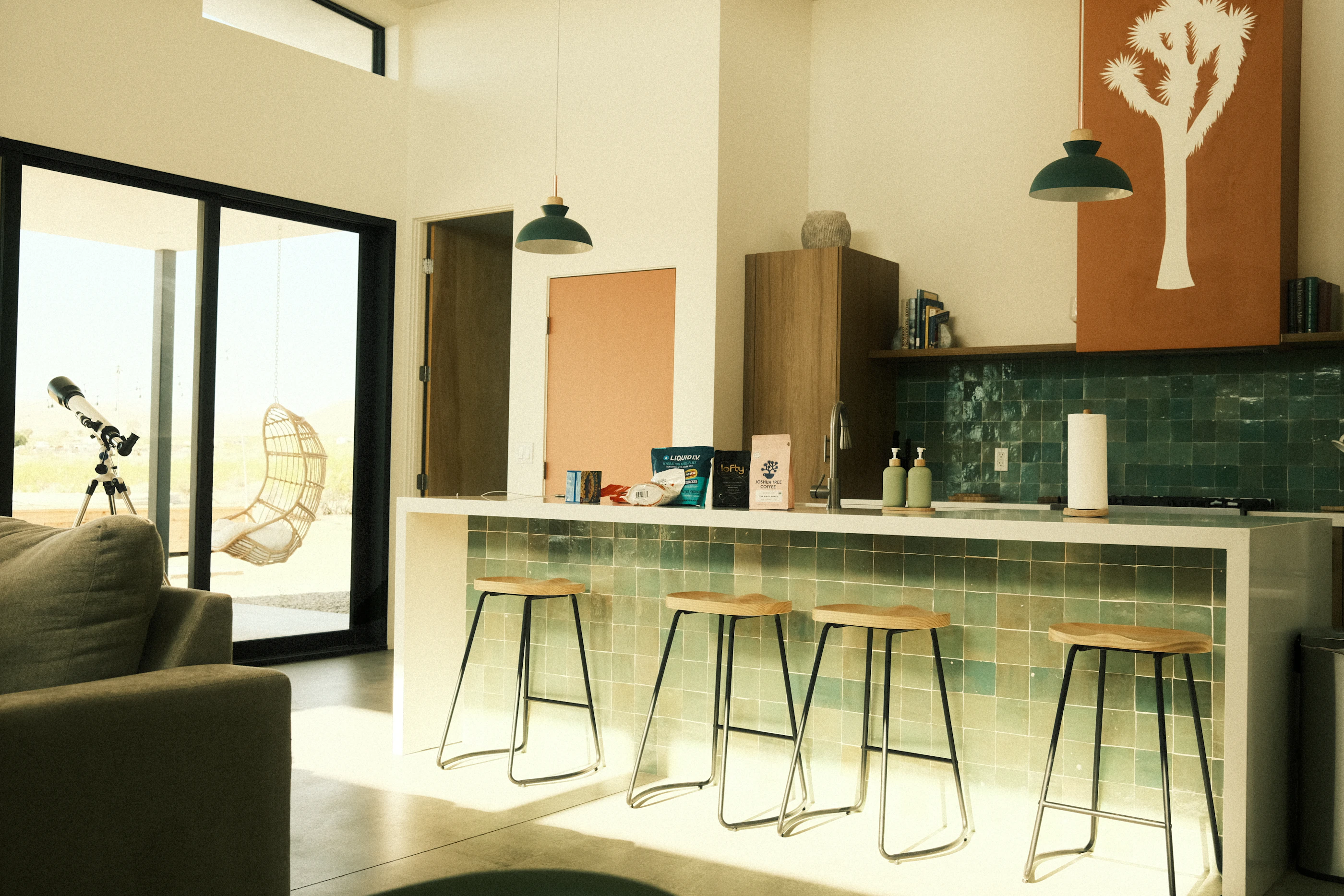 A real open-plan apartment kitchen and living room