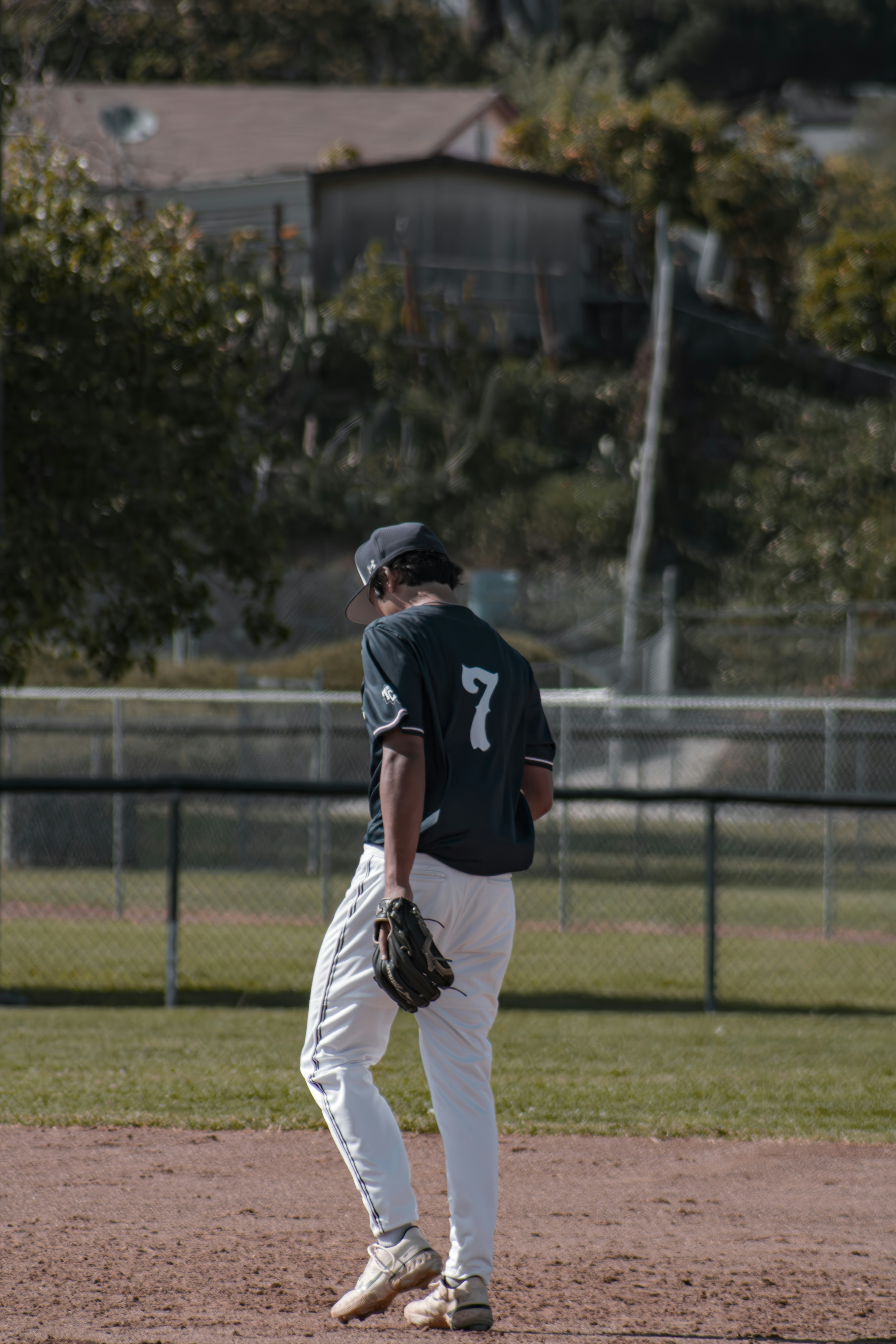 A baseball player is on the field.