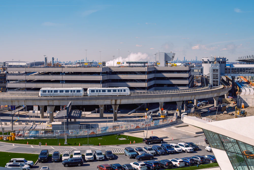 Airport rail transportation representing travel connections and journey planning