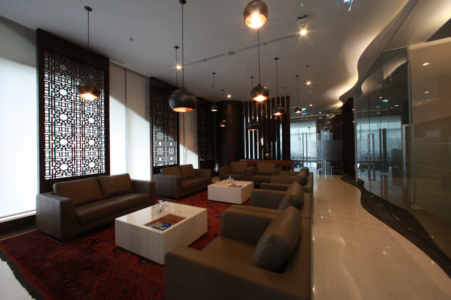 Elegant waiting lounge in a premium aesthetic clinic