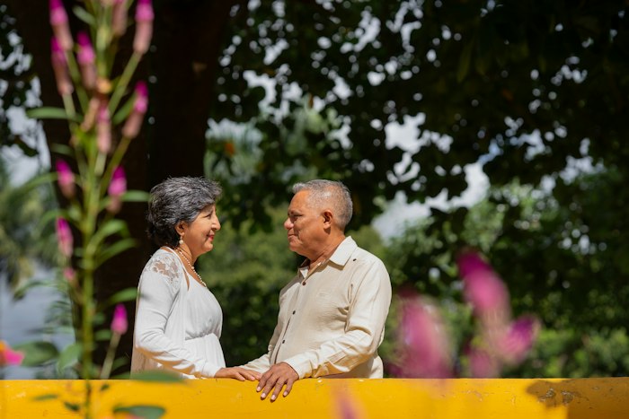 Completely free dating sites for over 60s — happy senior couple connecting on AimerWorld