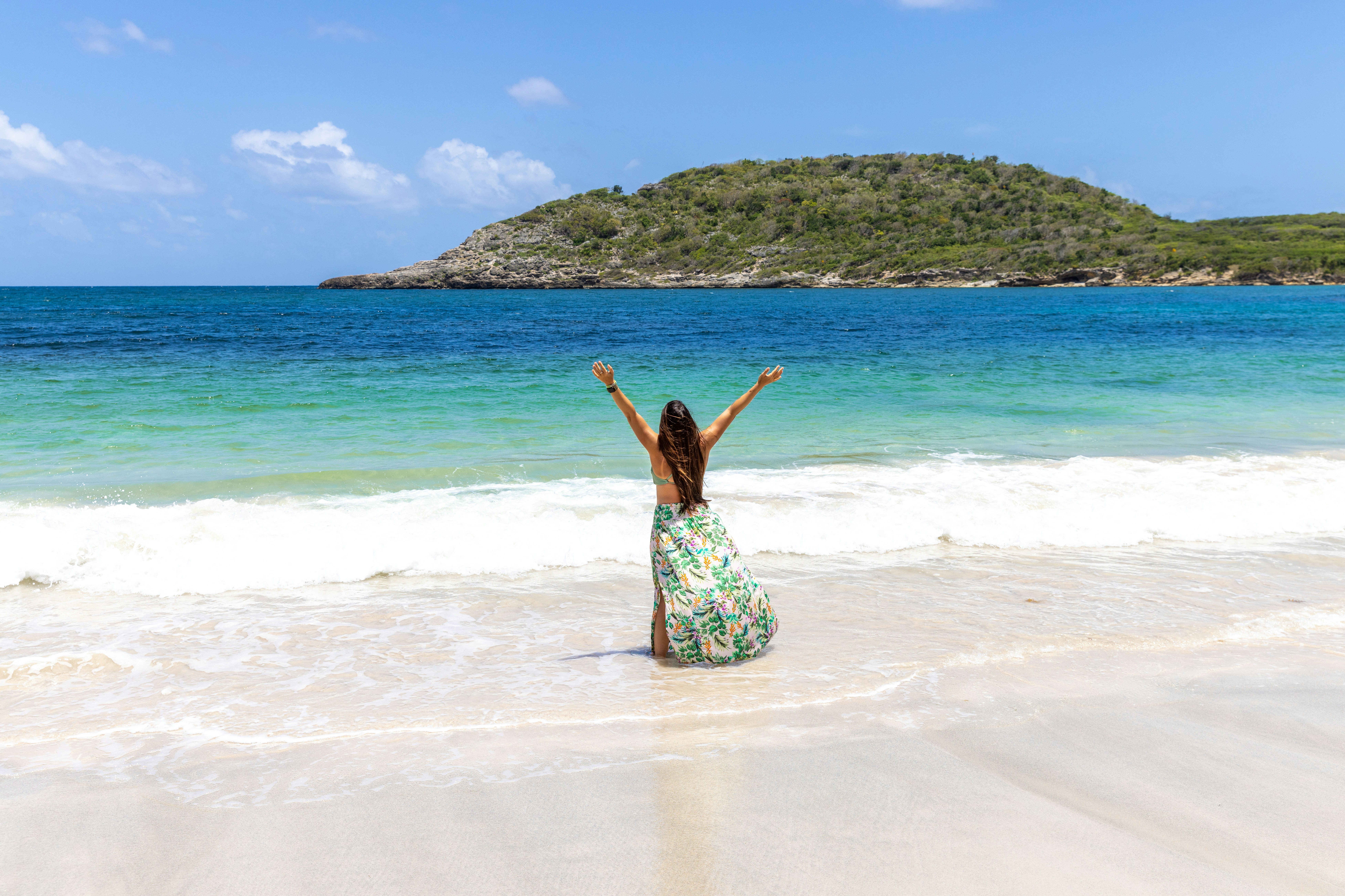 happy traveler on vacation, worry-free - travel cancellation insurance