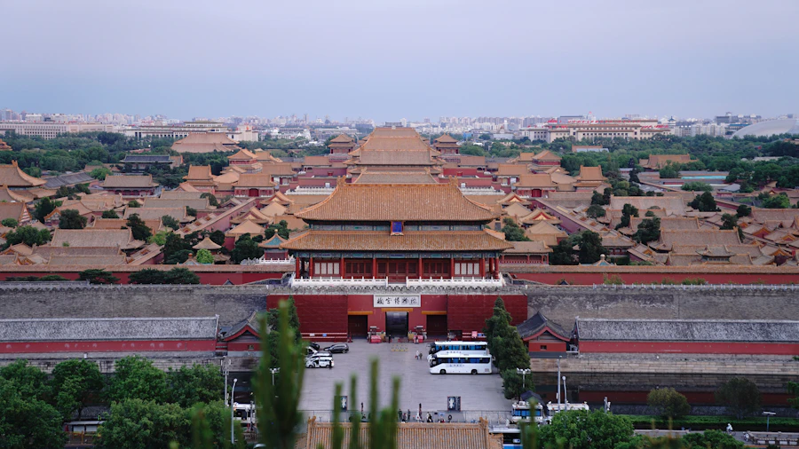 Aerial view of the Forbidden City in Beijing