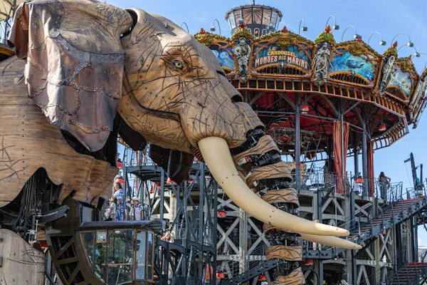 The elephant and the carousel of the Machines de l’île — Nantes, France