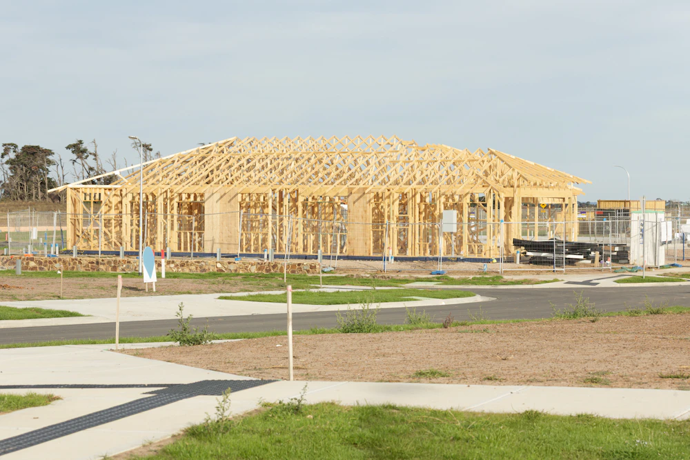 Timber framed home under construction in Victoria