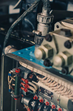 Close-up of intricate wiring and mechanical components.