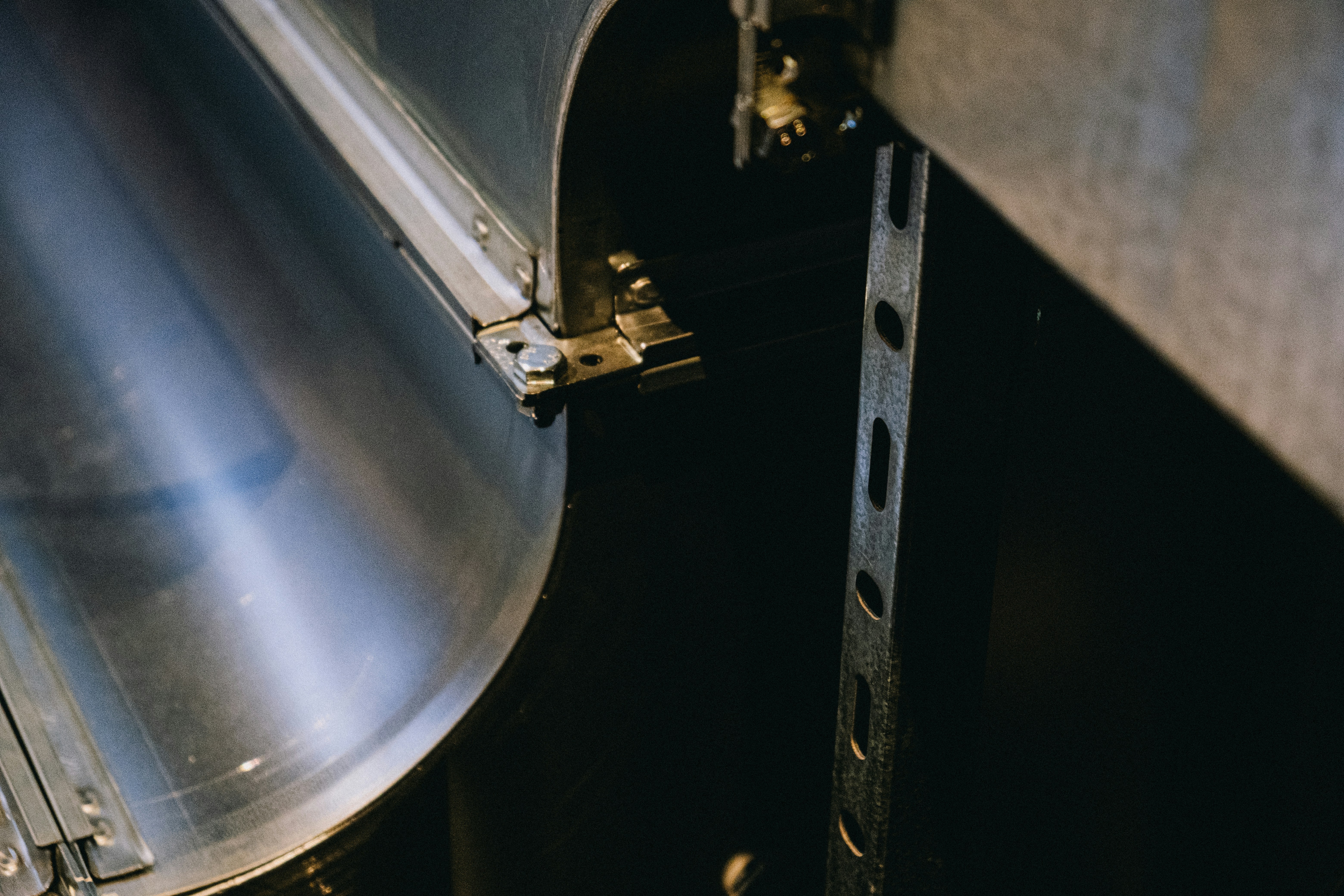 Metal structure components are close up.