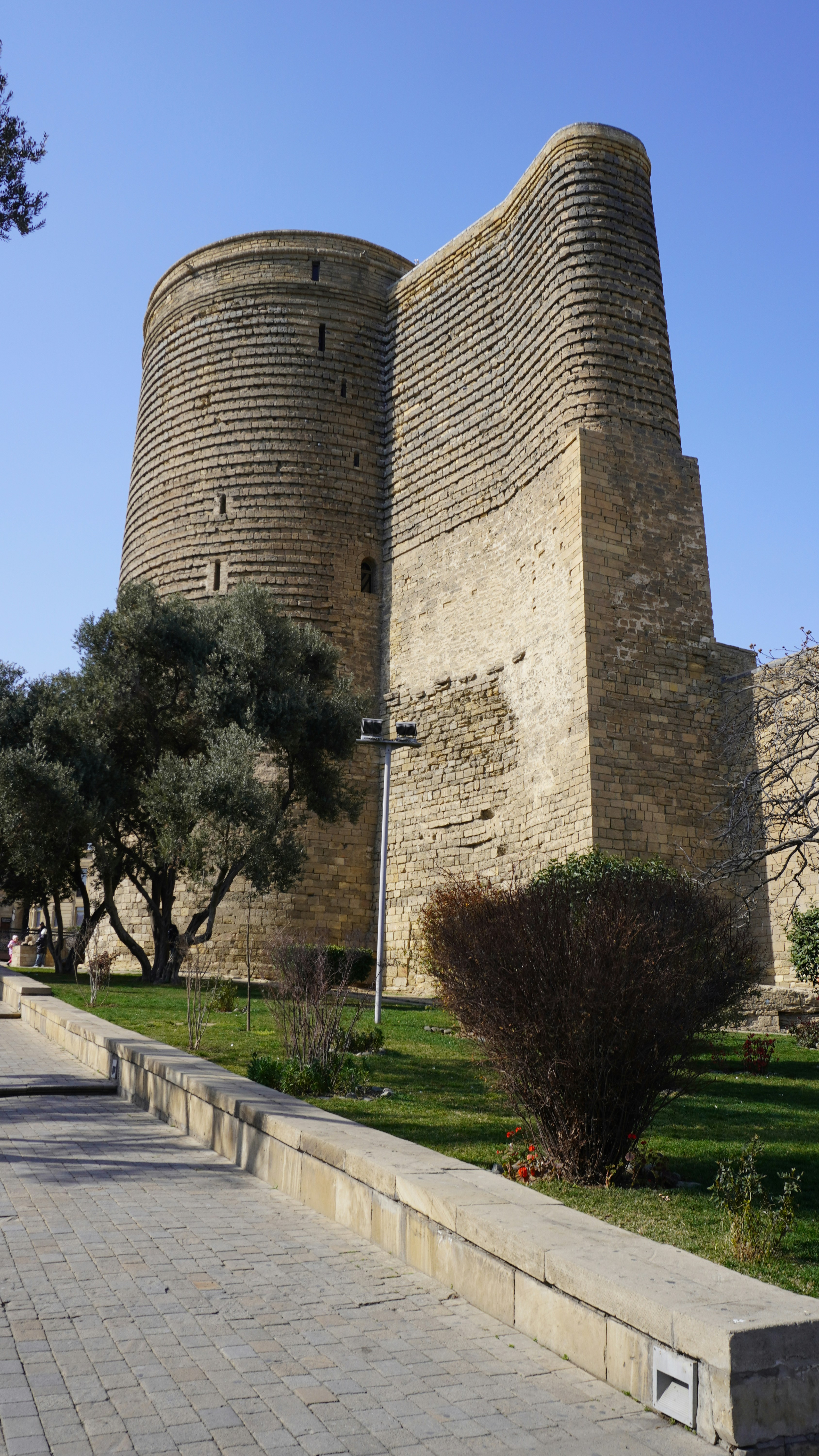 The ancient Maiden Tower rising above Icherisheher Old City, Baku