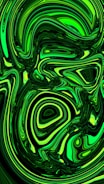 Abstract image of swirling green and black colors.