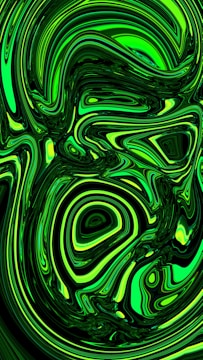 Abstract image of swirling green and black colors.