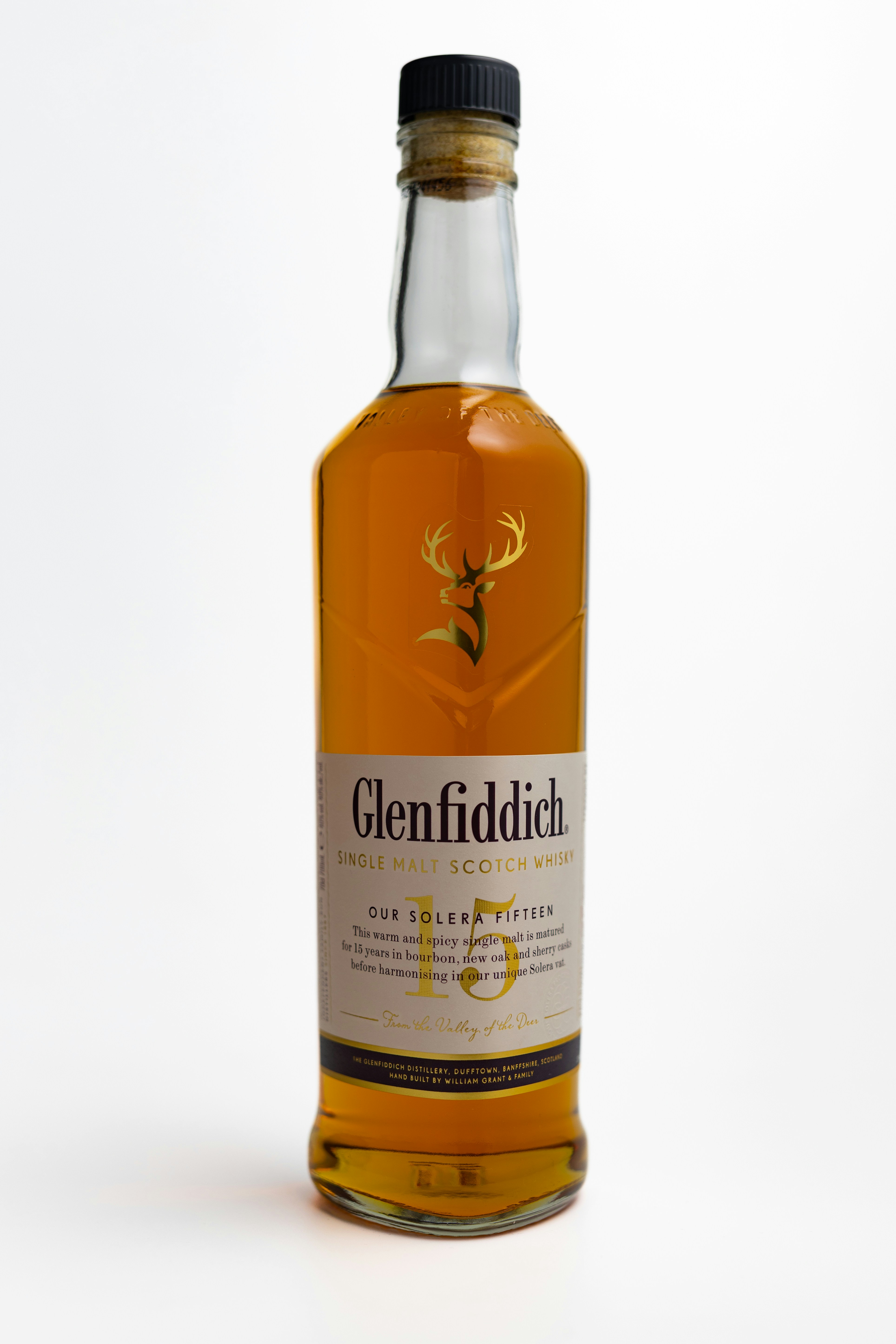 A bottle of glenfiddich 15 year old scotch.