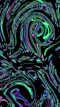 Abstract swirl of vibrant colors on black.