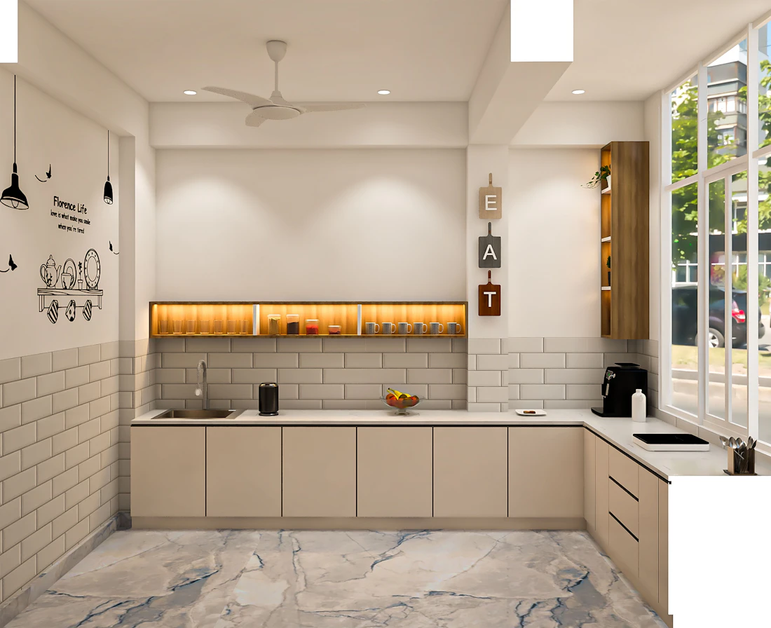 Modular kitchen design with island