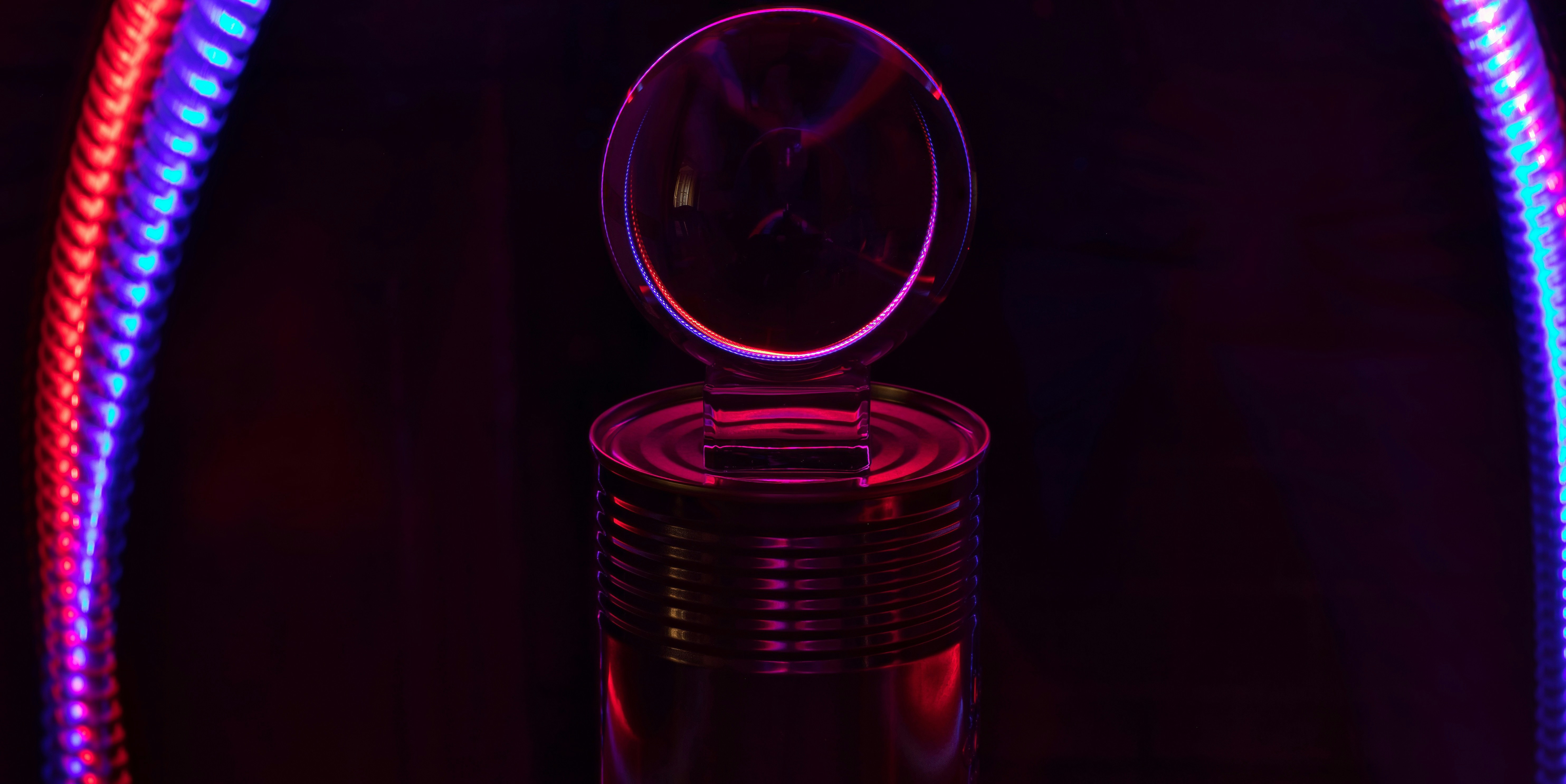 A lit object with glowing led lights