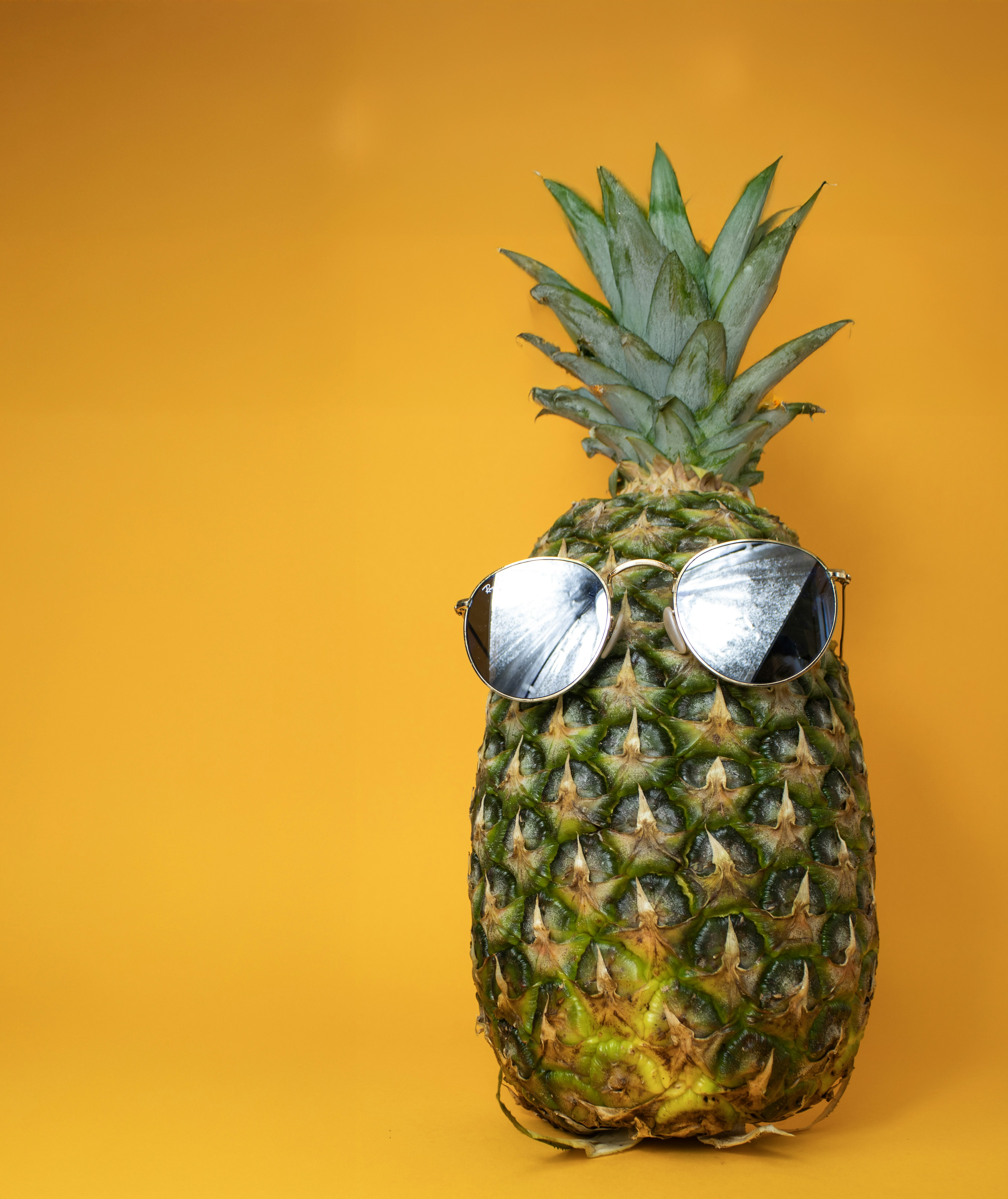 Pineapple is wearing sunglasses and looking cool.