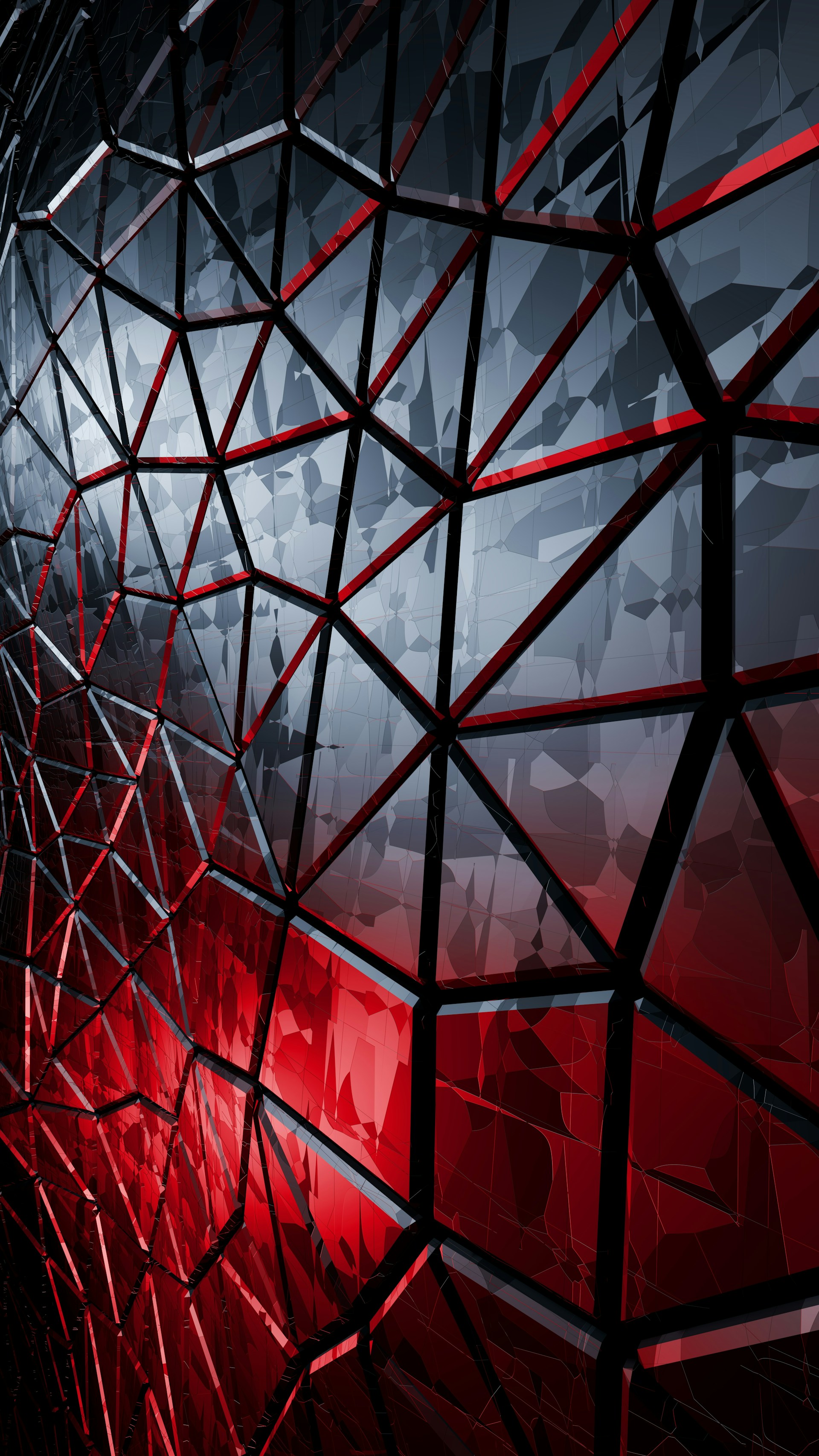 A red and black geometrical abstract design.