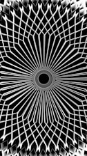 Abstract geometric design on a black background.