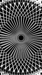 Abstract geometric design on a black background.