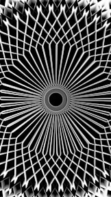 Abstract geometric design on a black background.