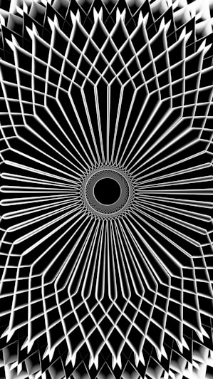Abstract geometric design on a black background.