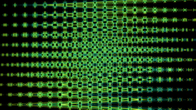 Green light creates an abstract geometric pattern.