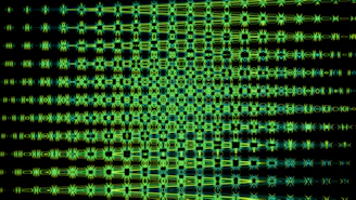 Green light creates an abstract geometric pattern.