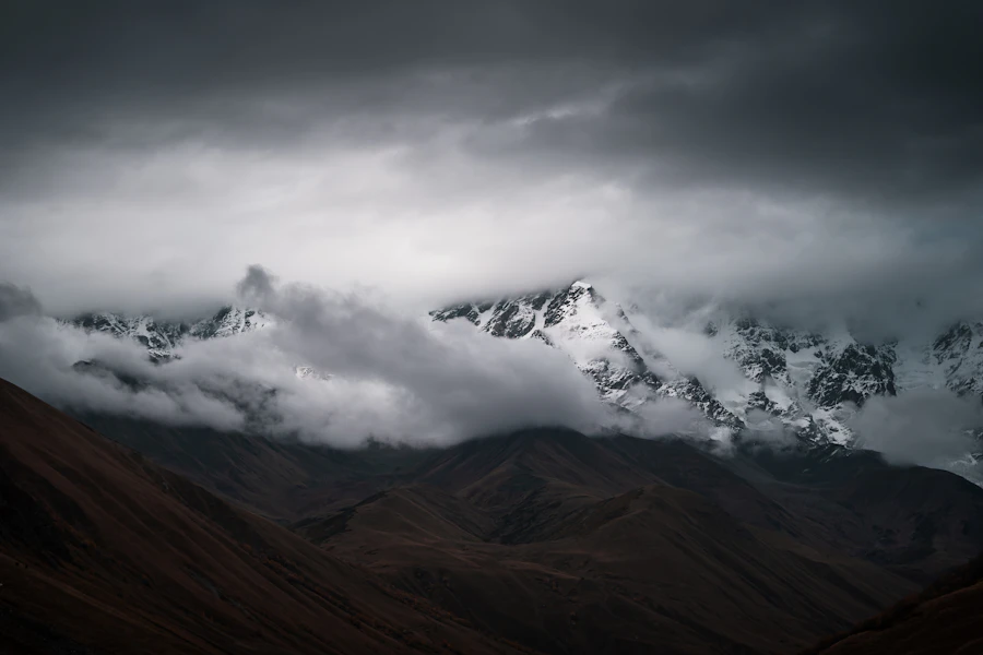 Snow-covered Caucasus peaks in Svaneti, Georgia