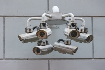 Security cameras monitor the surroundings from all angles.
