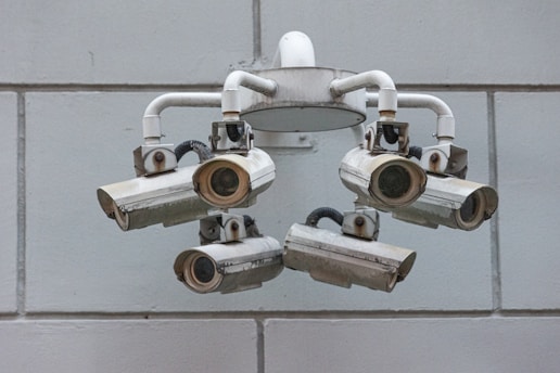 Security cameras monitor the surroundings from all angles.