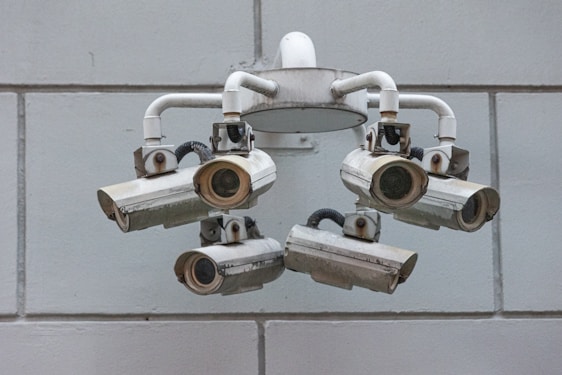 Security cameras monitor the surroundings from all angles.