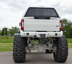 The back view of a monster truck is shown.