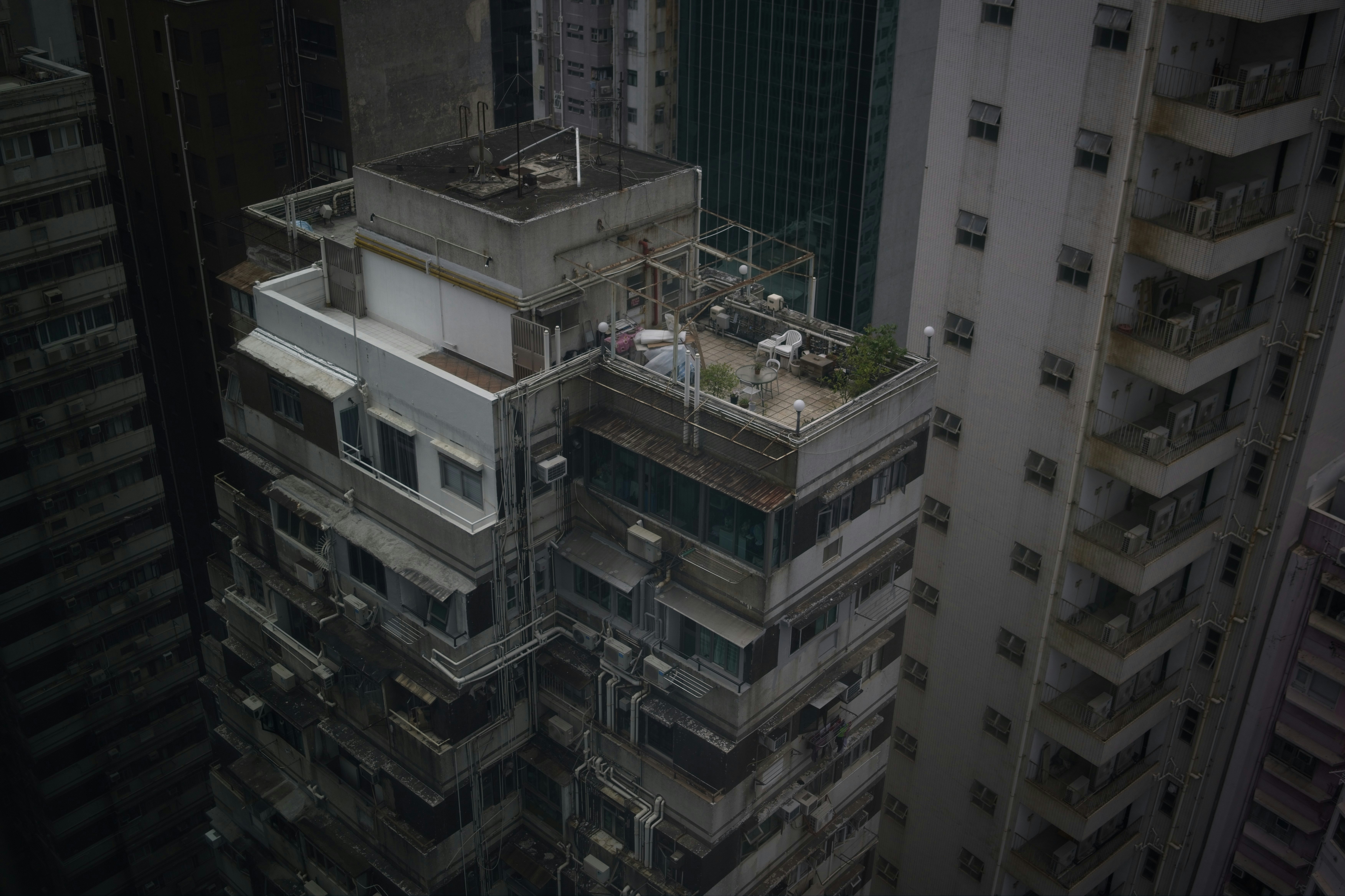 High-angle view of an urban building.