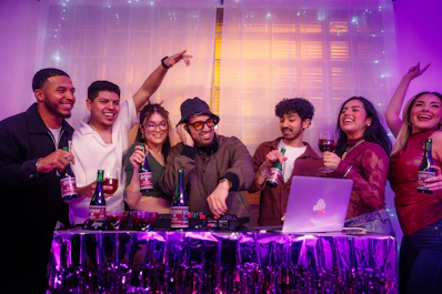 Friends party and drink at a club