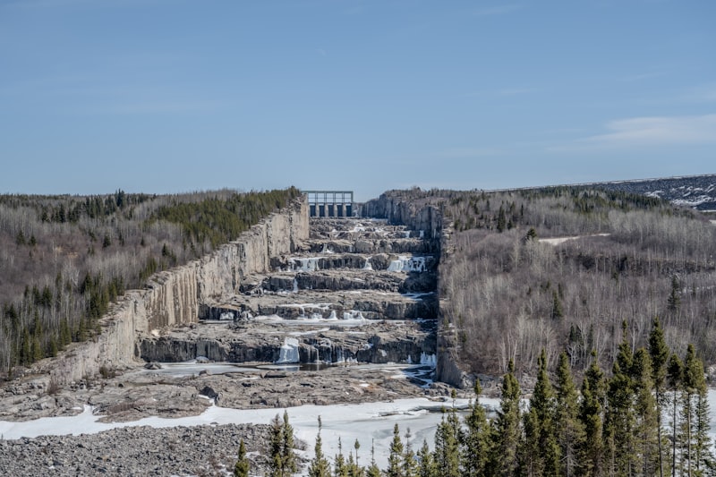 Hydroelectric dam and flowing water