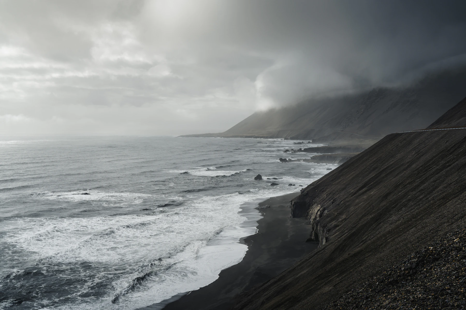 Misty coastline