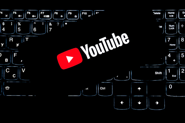 Youtube logo on a backlit keyboard