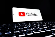 Youtube logo displayed on a keyboard.