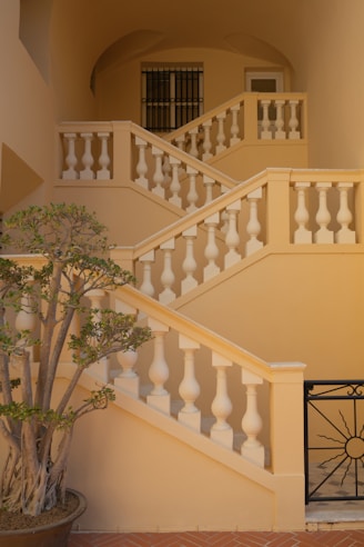 Elegant stairs ascend to a doorway.