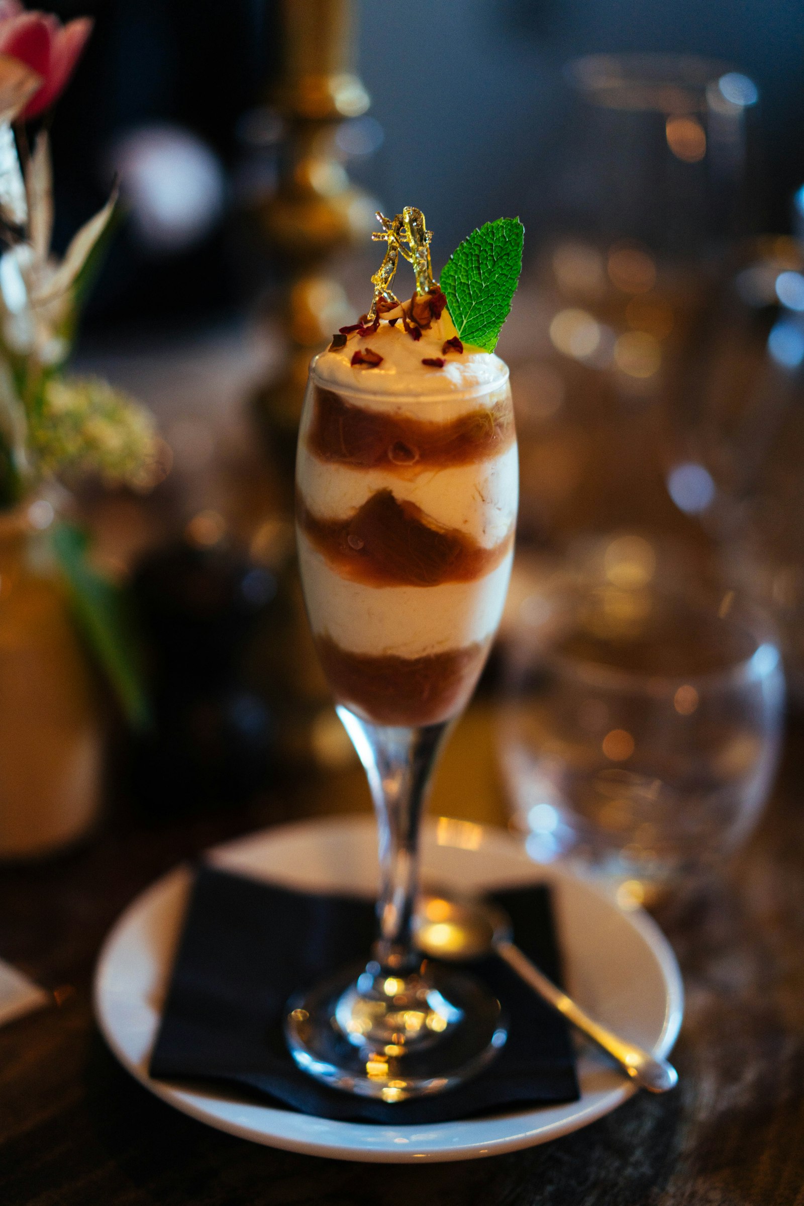 A dessert served in a small glass