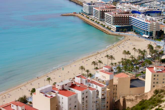 Beautiful beach along a coastal town.